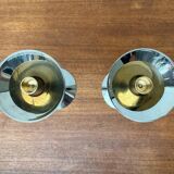 Italian postmodern metal candle holders, 1980s, set of 2