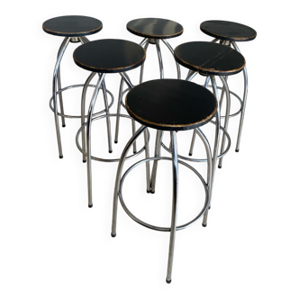 Six industrial bar stools