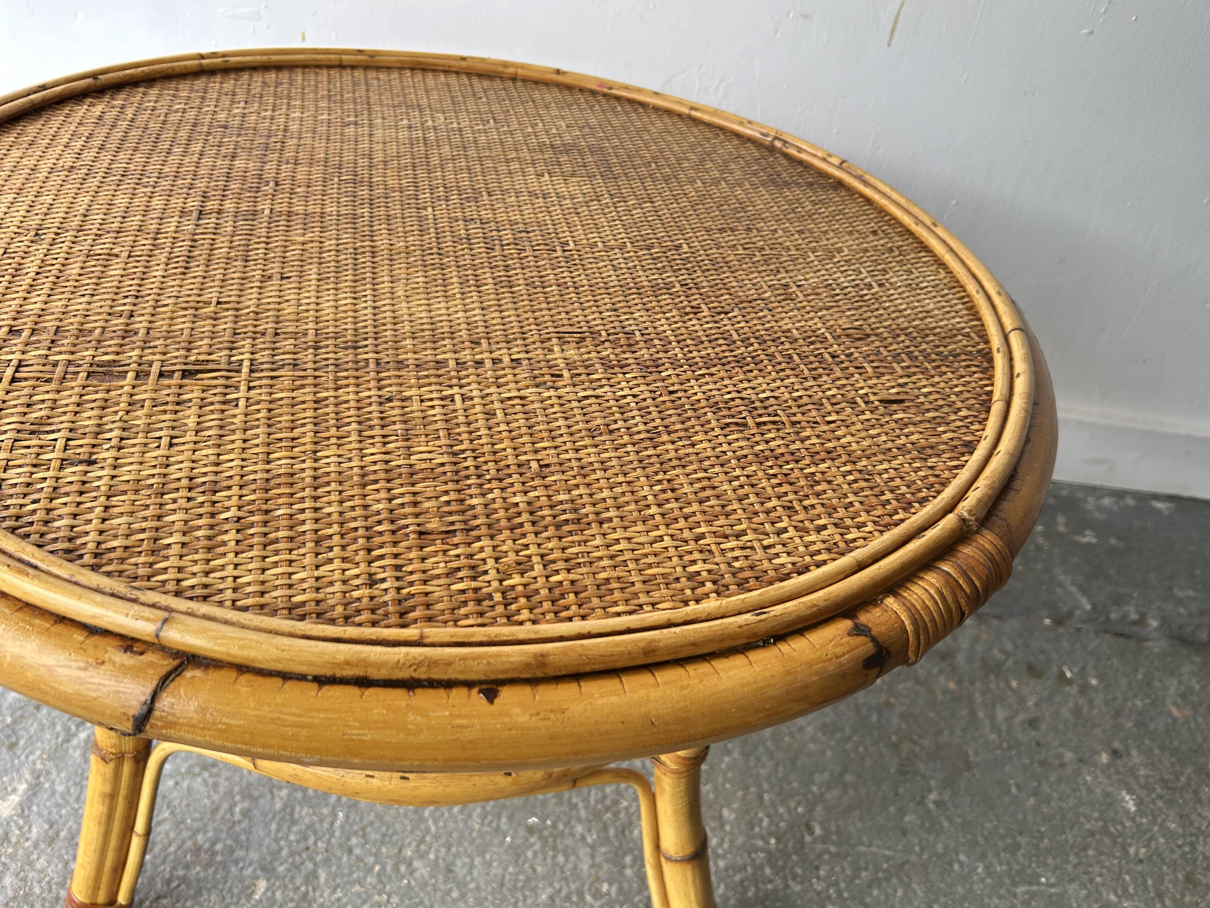 Italian Vintage Bamboo & Rattan Coffee / Occasional Table  c 1960/70s
