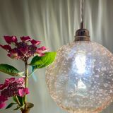 Vintage globe pendant lamp in amber glass