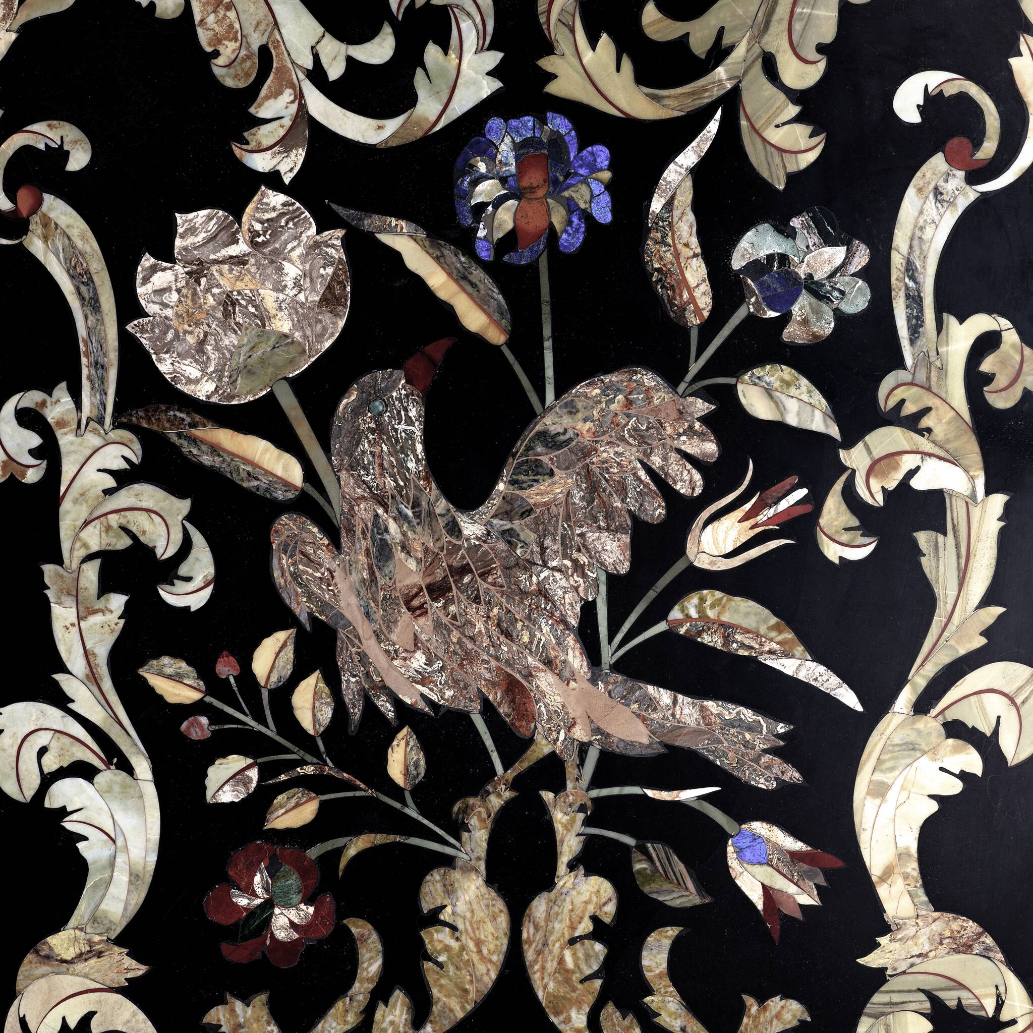 20th Century Italian Handmade Wrought Iron Coffee Table Frame Inlaid Marble