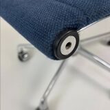 Blue fabric office chair, ICF - Charles Eames, Ray Eames - EA108 aluminum group