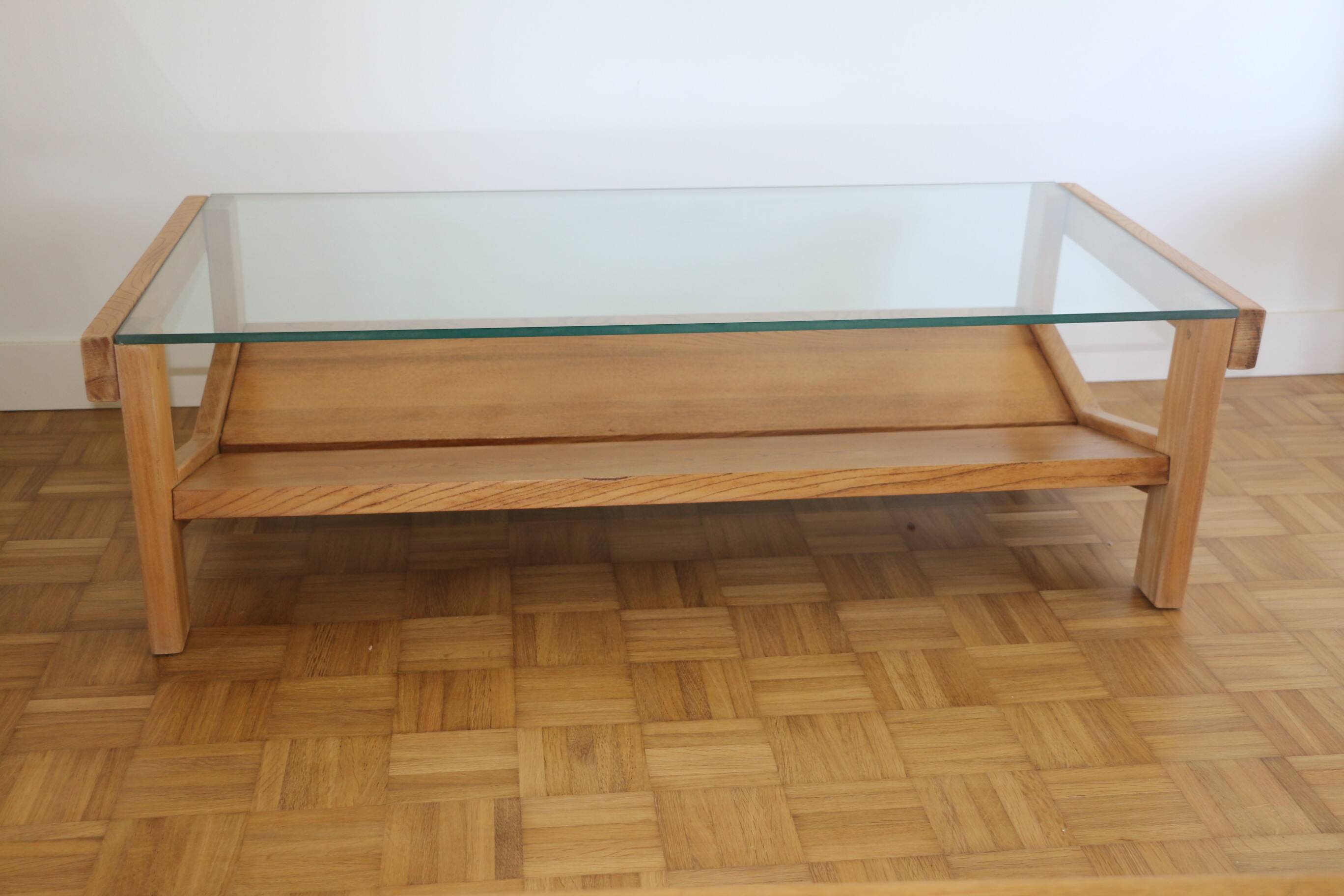 Oak and glass coffee table 1960