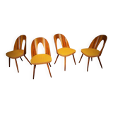 1960s Antonin Suman set of four dining chairs in walnut finish, Czechoslovakia