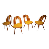 1960s Antonin Suman set of four dining chairs in walnut finish, Czechoslovakia