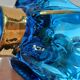 Vintage blown glass basket of Spanish art signed ROYO.
