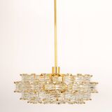 Dazzling chandelier, brass and crystal glass by Kinkeldey, Germany, 1970s.