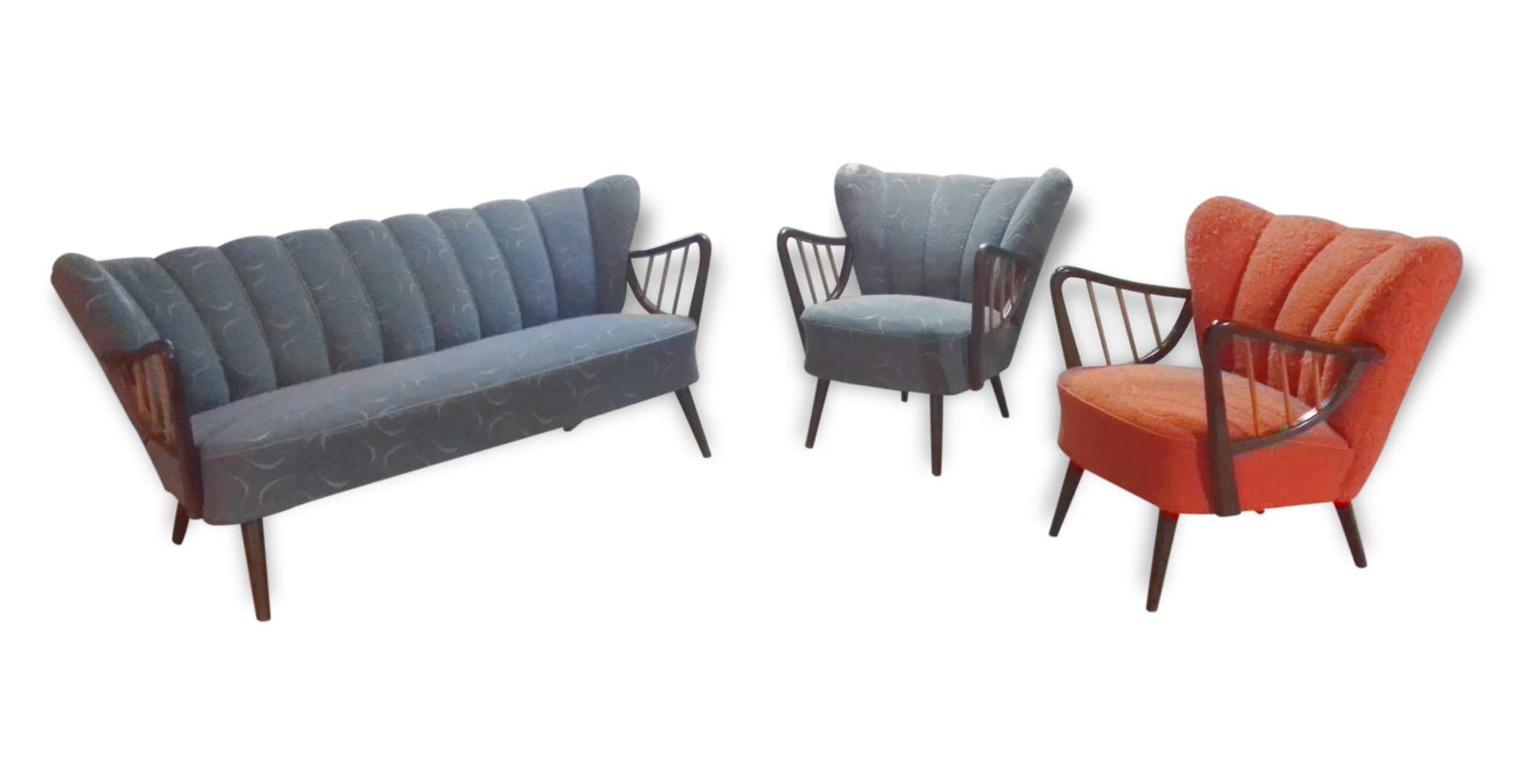 Couch set / 2 chairs Scandinavian 50s/60s cocktail