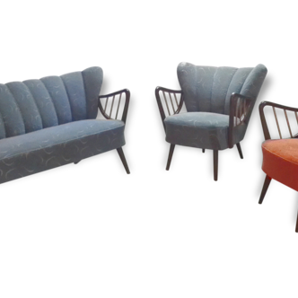 Set canapé  / 2 fauteuils années 50/60 scandinave