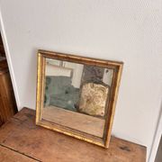 Vintage Square Mirror with Gilded Wood Frame by Sylvain Zonco, Casablanca 1950