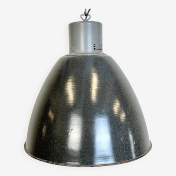 Grande Lampe d'Usine Industrielle en Émail Gris Foncé d'Elektrosvit, 1960s