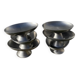 6 oval brushed stainless steel cups