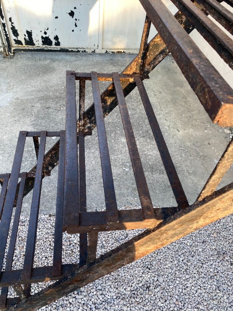 Industrial straight iron staircase loft workshop