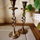 Set of 2 Scandinavian brass candle holders