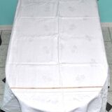 Vintage tablecloth in mixed cotton damask 130x150 floral decor monogram medallion BV + 10 napkins *M