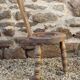 Vintage French Handcrafted Wooden Child's Stool with Added Back