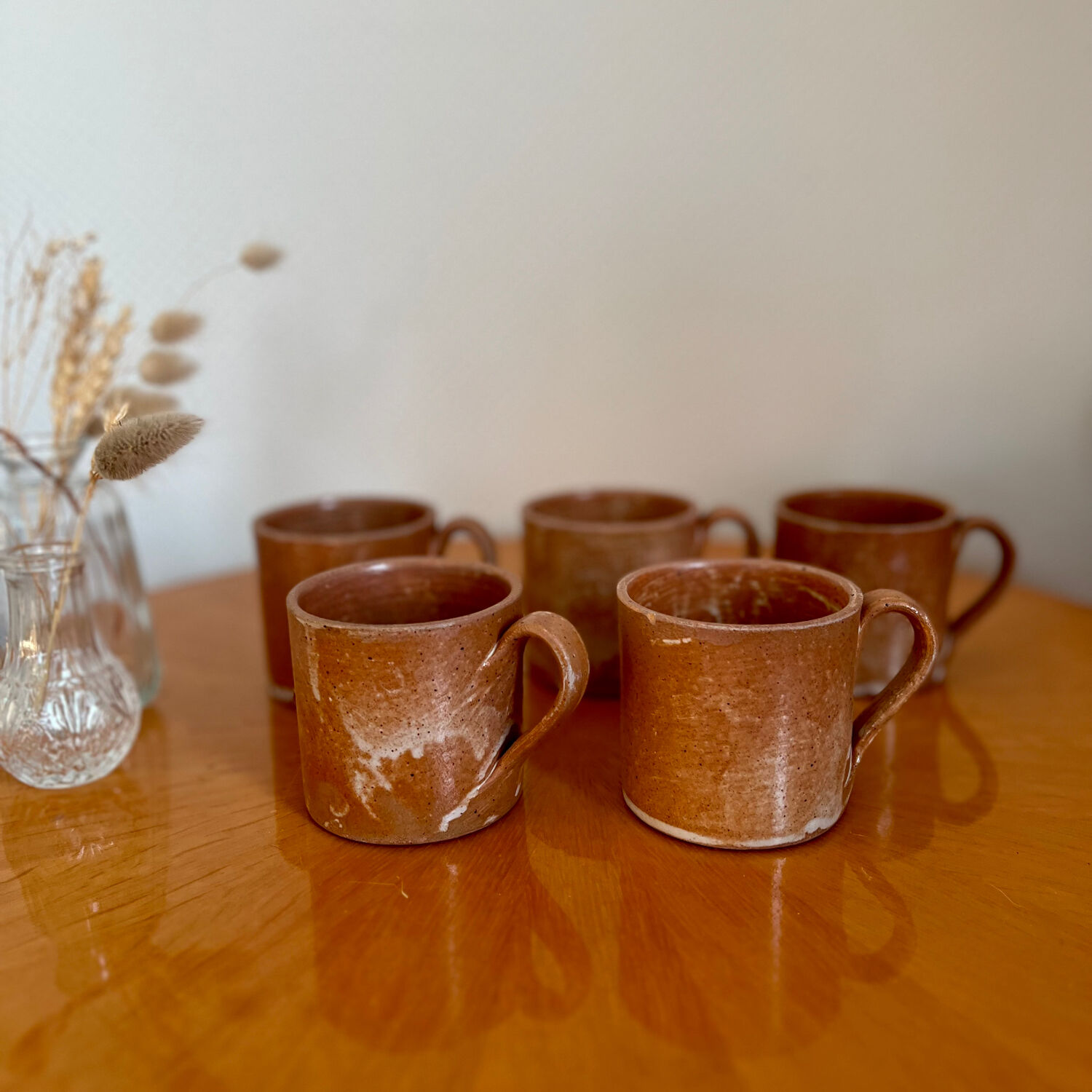Lot de 5 tasses à café en grès vintage