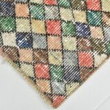 2x9 Vintage Multicolor Geometric Turkish Runner Rug, 75x266Cm