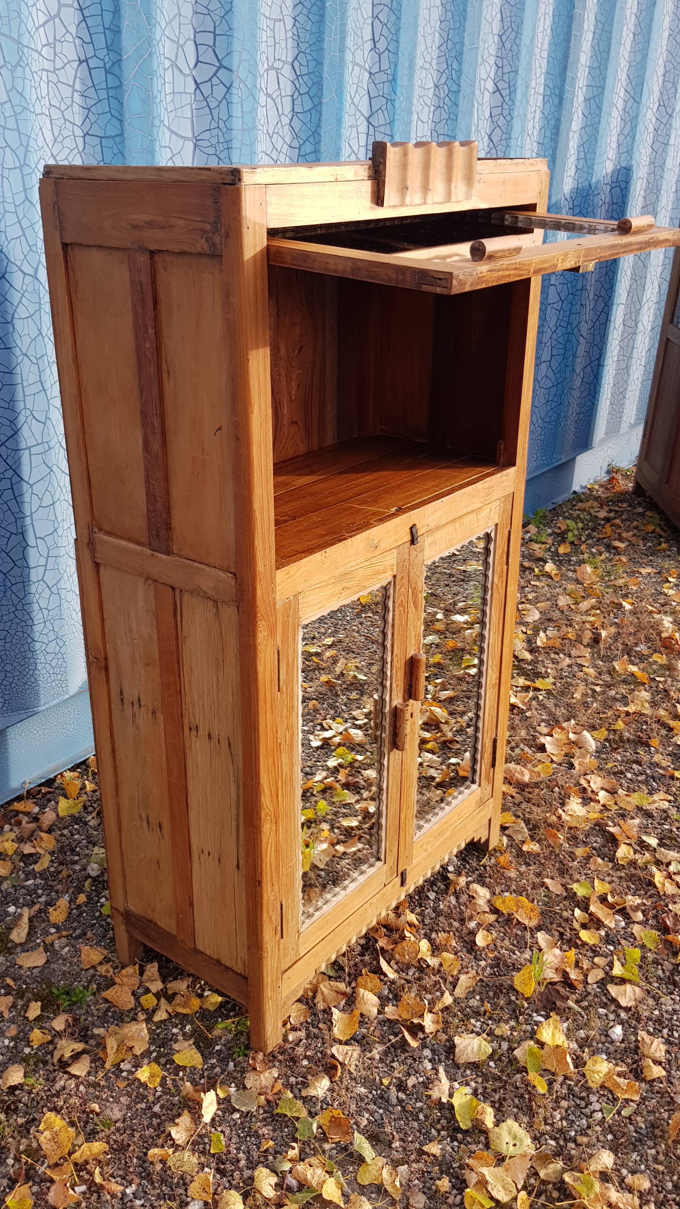 Old Art Deco radio cabinet in Burmese teak