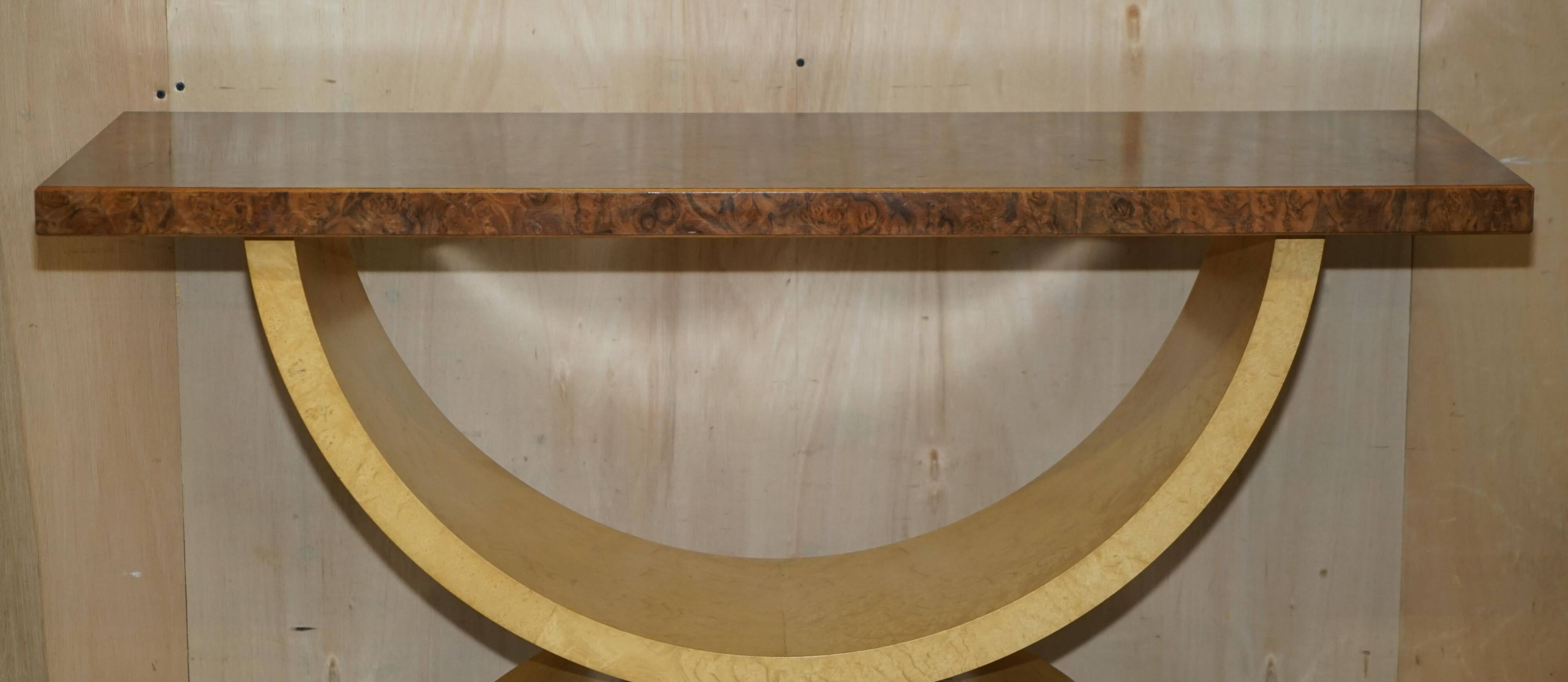 Large console in walnut, satinwood and oak by Andrew Varah.