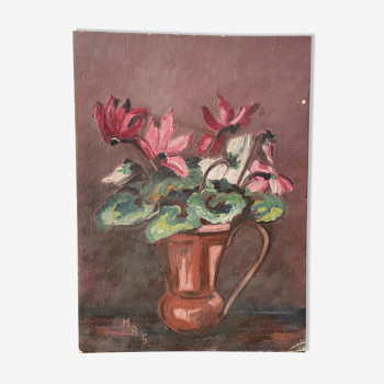 Ancient painting - Bouquet of cyclamens