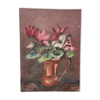 Ancient painting - Bouquet of cyclamens