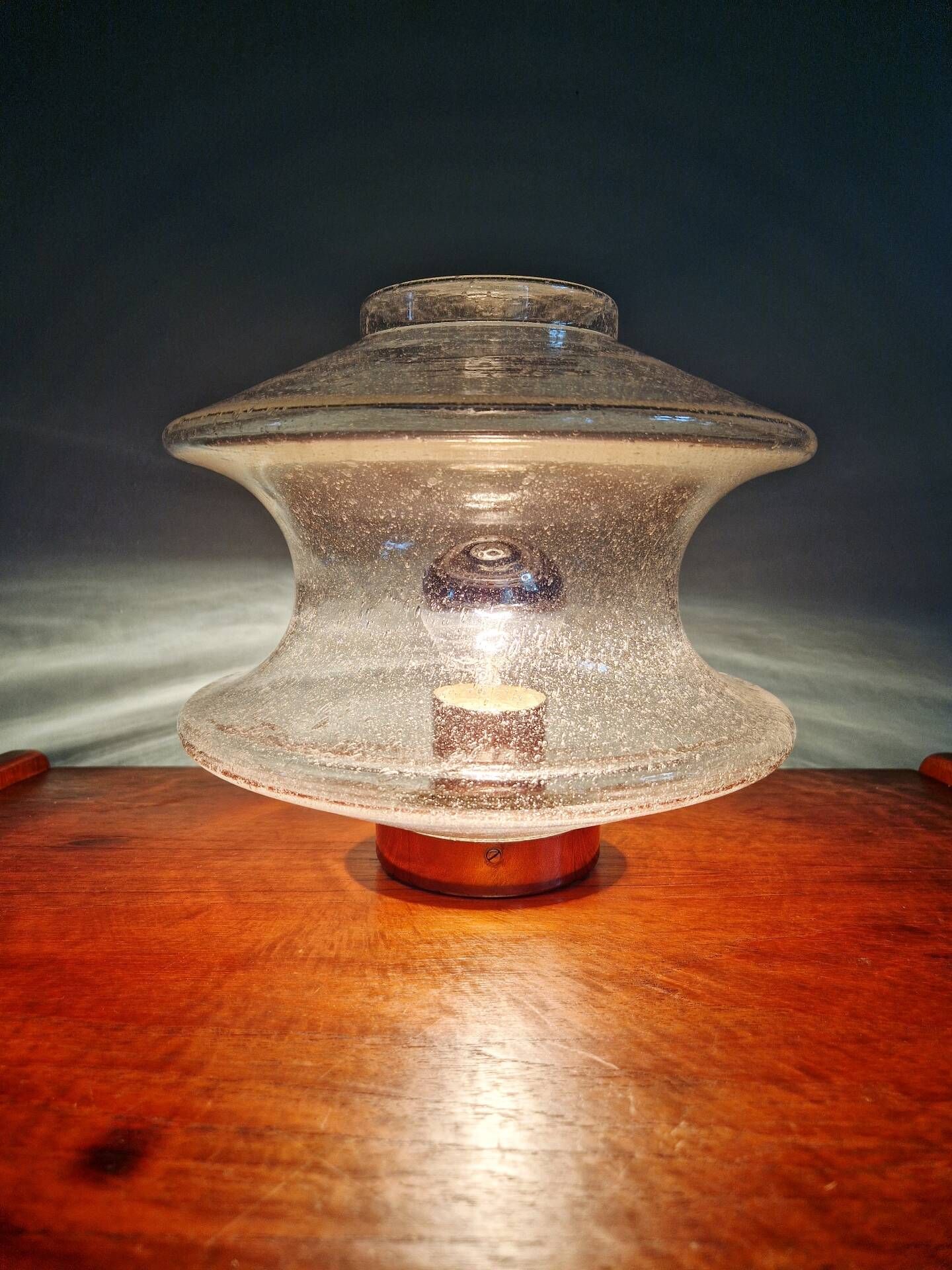 Plafonnier meerpaal en verre bullé transparent, raak amsterdam, 1970