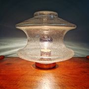 Ceiling light meerpaal in transparent bubbled glass, raak amsterdam, 1970