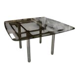 Vintage table design smoked glass & chrome – 1970s