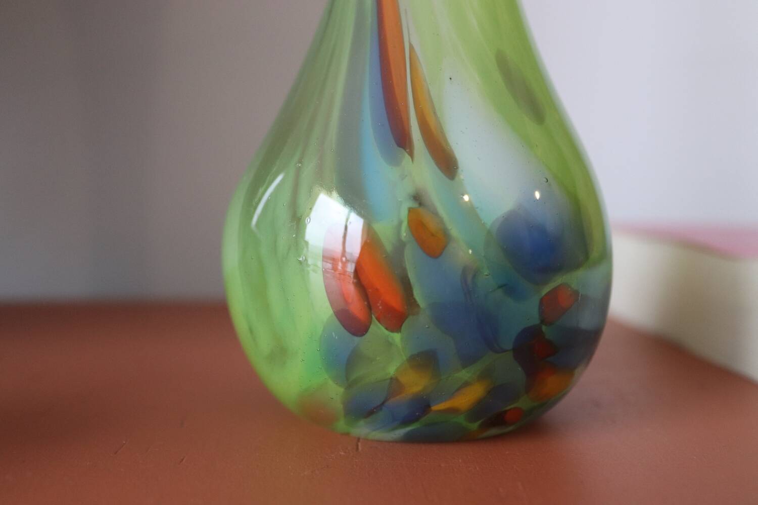Vintage multicolor Murano arlecchino glass vase