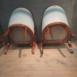 Pair of swan neck gondola armchairs