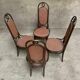 Série de 4 anciennes chaises bistrot Thonet en bois courbé