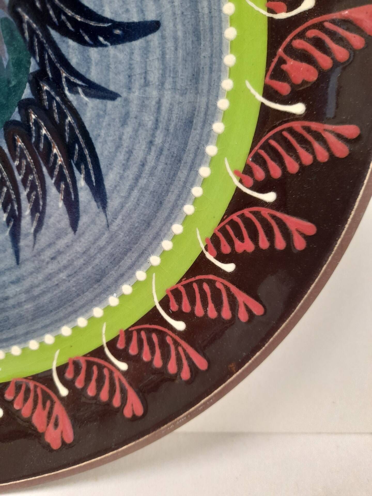 Ceramic wall plate folk bird