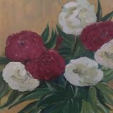 Painting on panel flowers in a vase