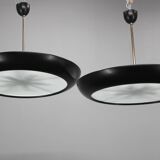 Pair of large Bauhaus "UFO" pendant lights by Josef Hurka for Napako, 1940s