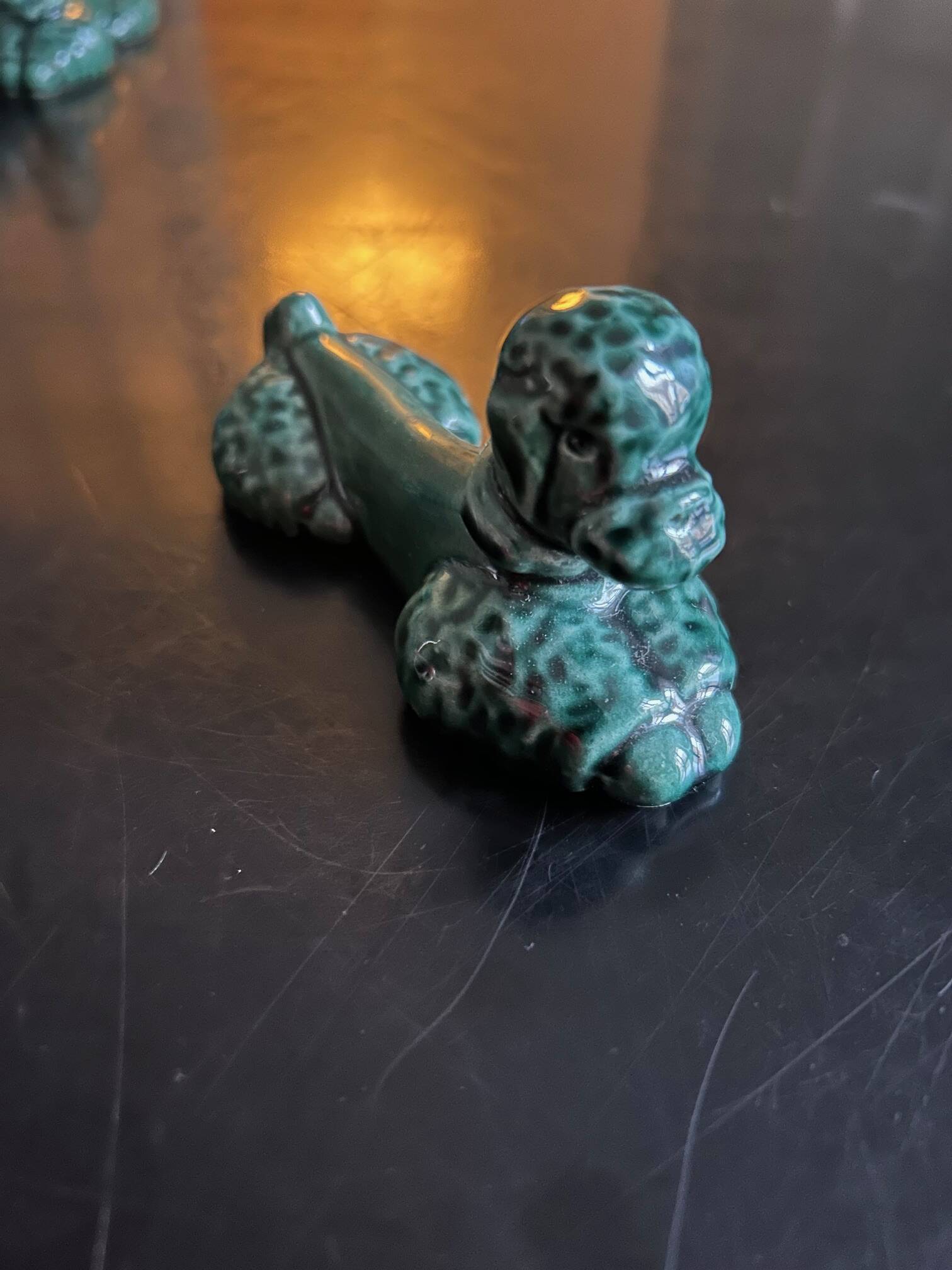 12 green ceramic cutlery holders