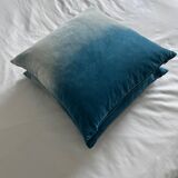 Paire de coussins velours turquoise