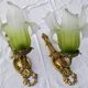 Pair of gilded metal glass paste sconces from the early 20th century