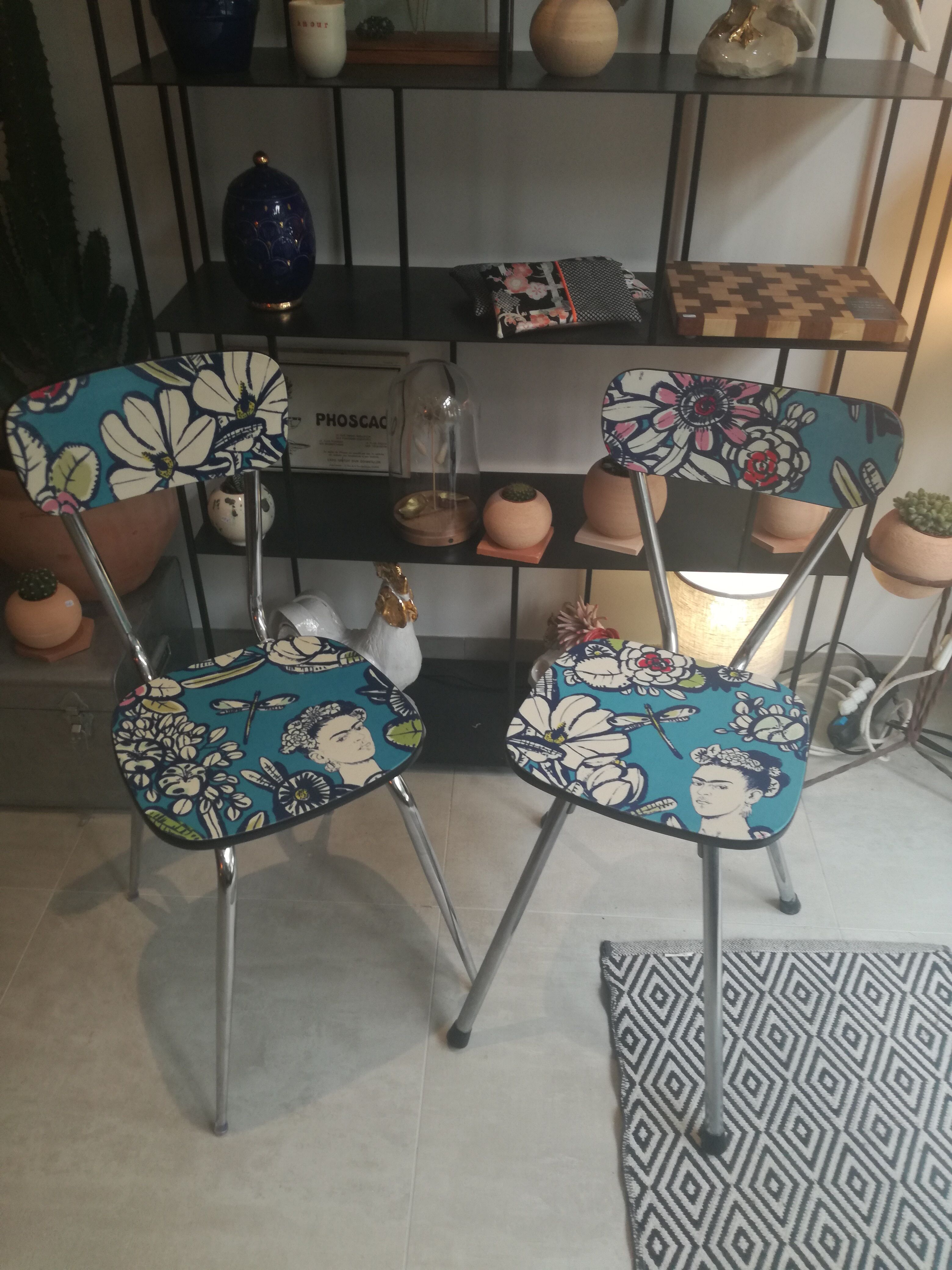 Refurbished formica vintage Chair Frida Kalho