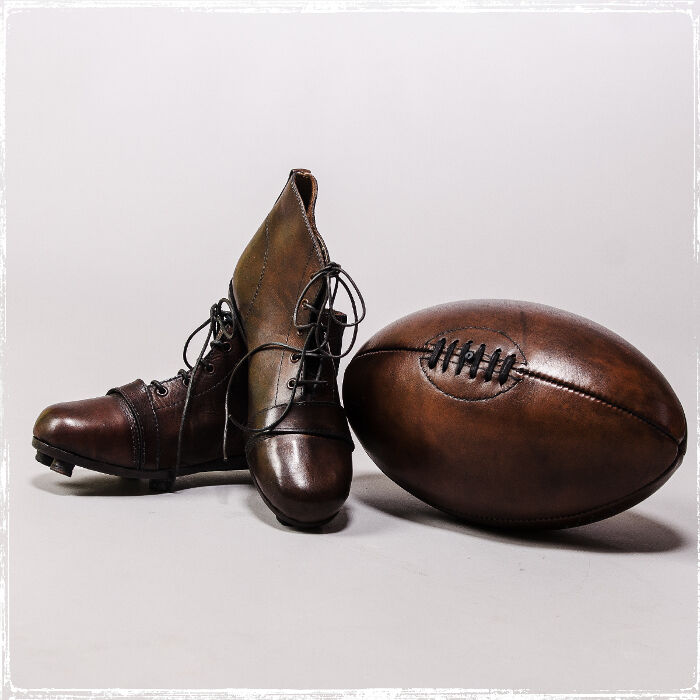 Leather rugby ball