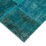 Hand-knotted oriental vintage 170 cm x 239 cm turquoise patchwork carpet