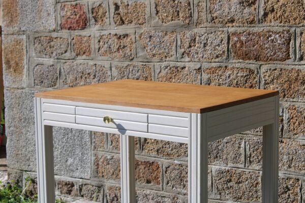 Bureau esprit Art Déco console Art Déco rénovée – blanc beige “Troubl