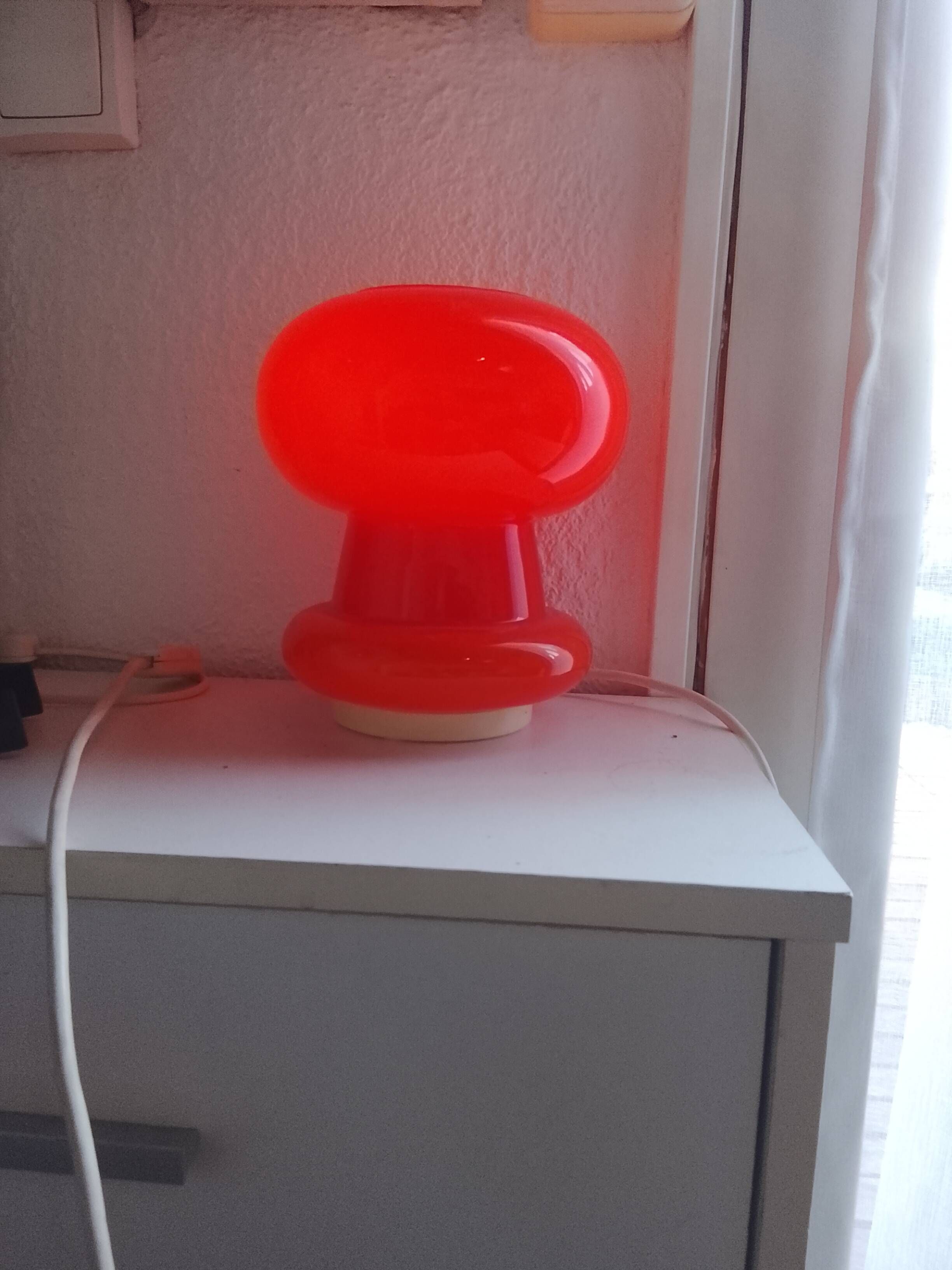 Lampe champignon space age en verre opalin