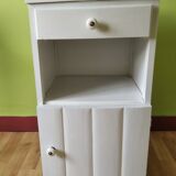 White night table with grey marble top