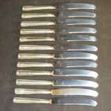 Set of 12 dessert knives stainless blades Adrien Bergeon goldsmith