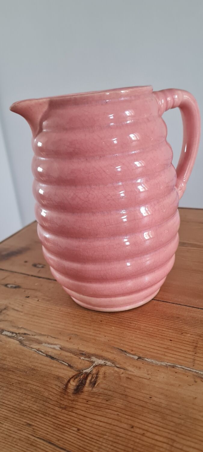 Glazed stoneware pitcher