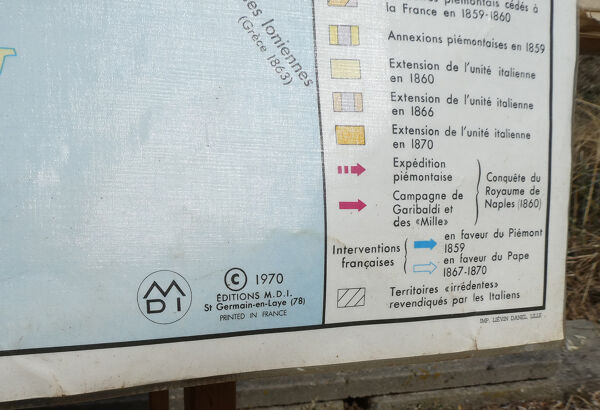 Carte d'école vintage MDI L'unité Allemande et Italienne