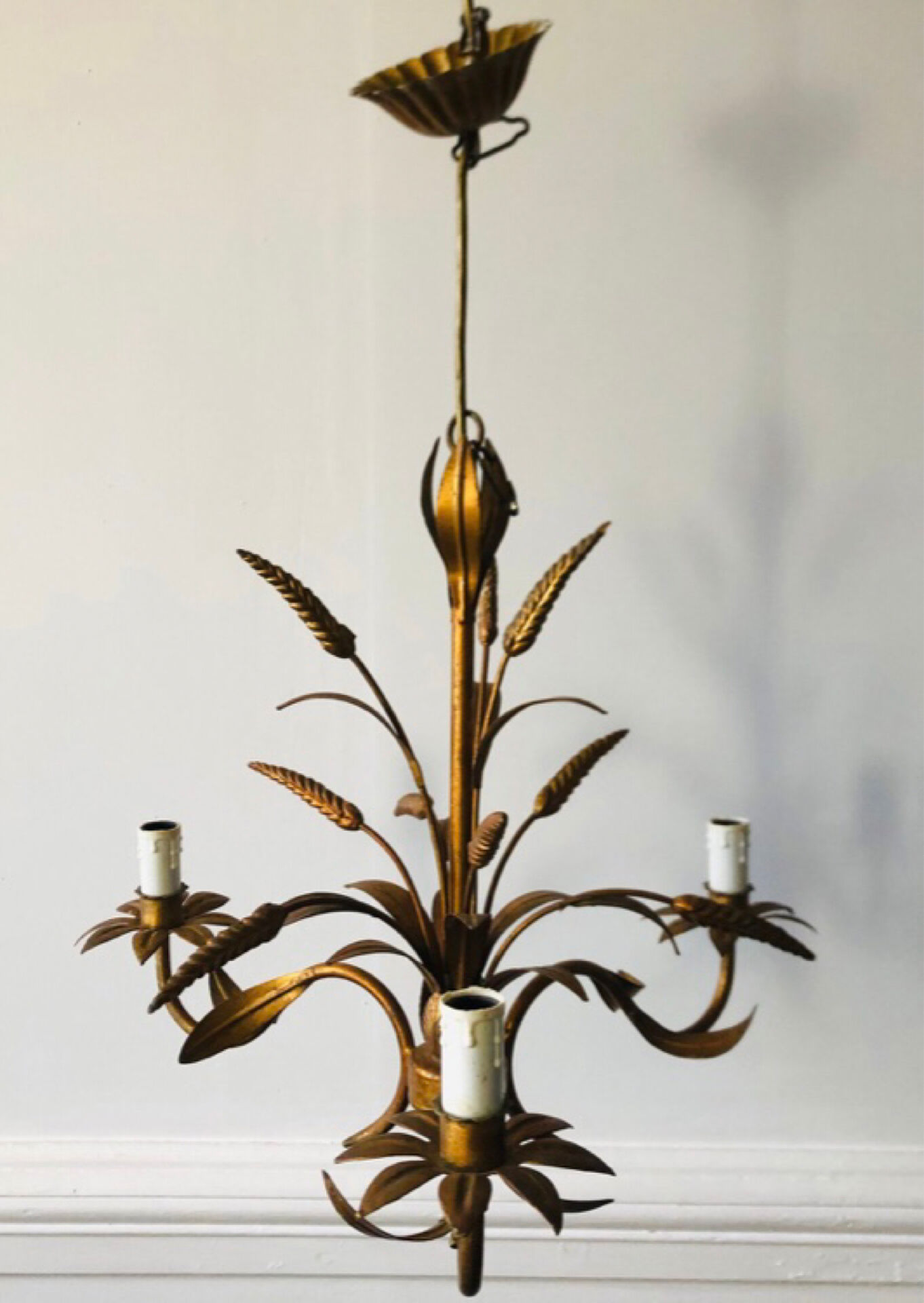Florentine chandelier in wheat ear style by Hans Kögl Hollywood Regency