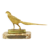 Art Deco Statue Pheasant Sculpture Gilded Bronze Marble 1920s