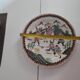 Magnificent vintage decorative plate signed in earthenware with Asian decor.